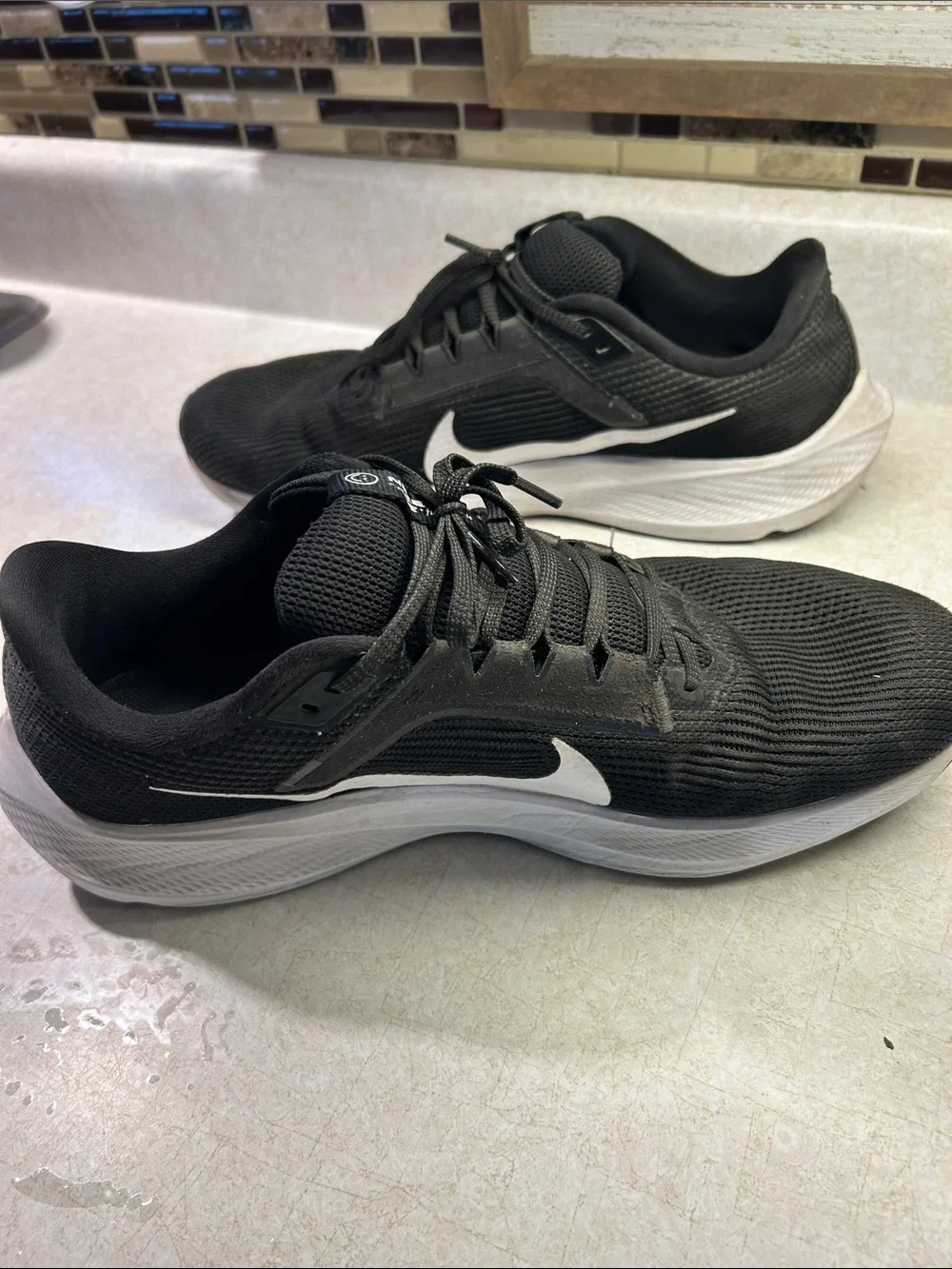 Nike Pegasus 40 Running Shoes - Black with White Swoosh